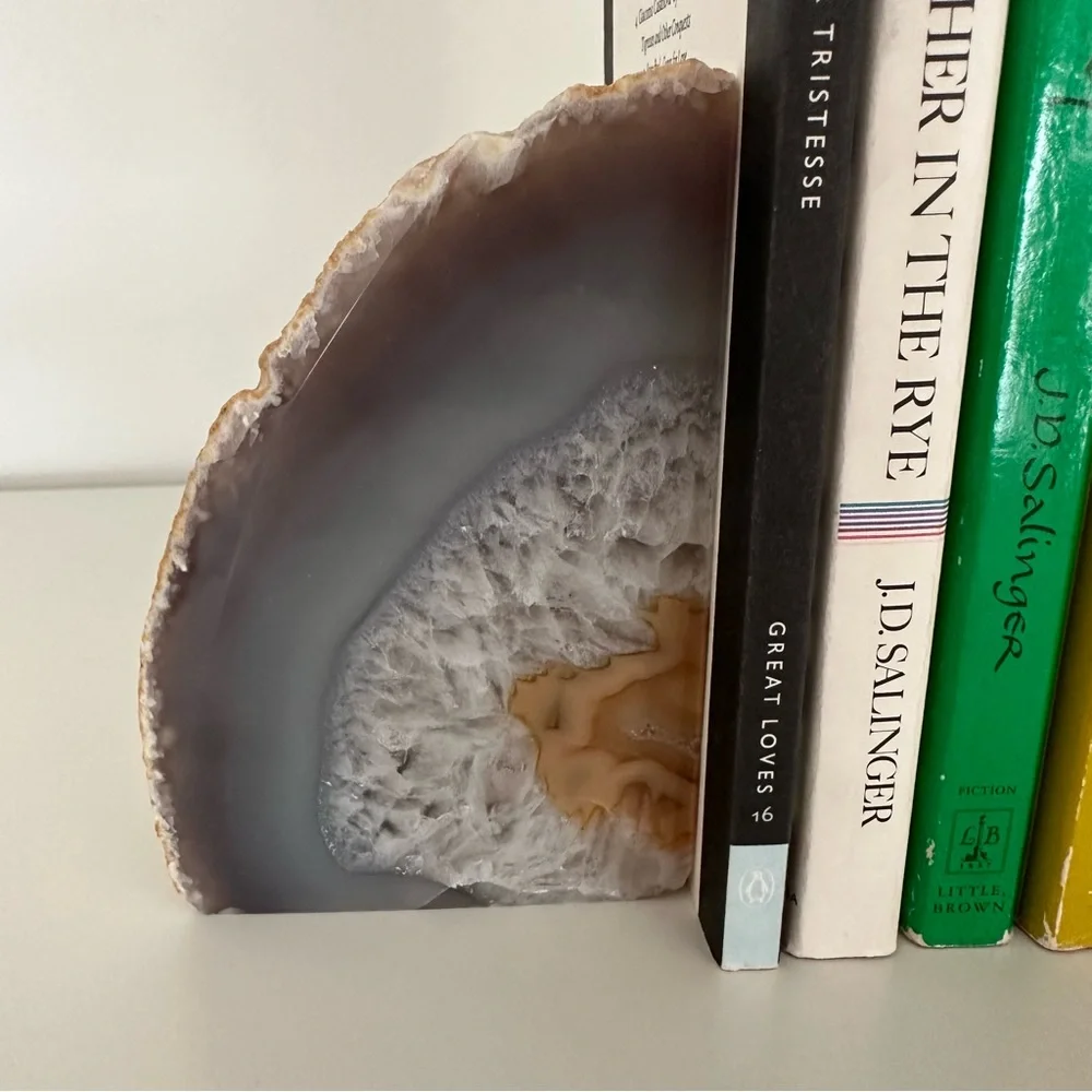 West Elm Agate Natural Stone Bookend Pair in Shades of Purple 4 3/8